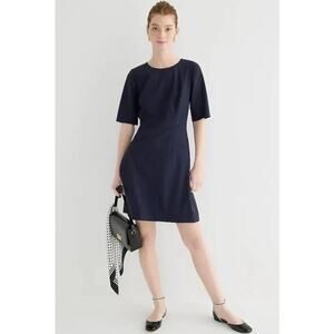 J. CREW Short Sleeve Mini Bi-Stretch Wool Dress Navy Blue Women's 6 Small